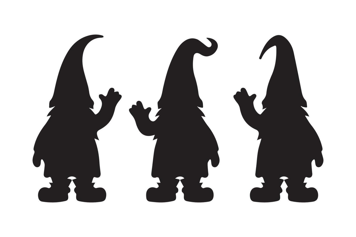 Gnome Christmas silhouette . Black silhouette of a fantasy dwarf vector