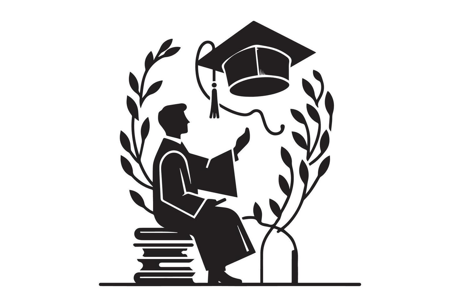Graduated from university and college. happy graduated students wearing cap. Cheerful people silhouette. Graduation ceremony vector