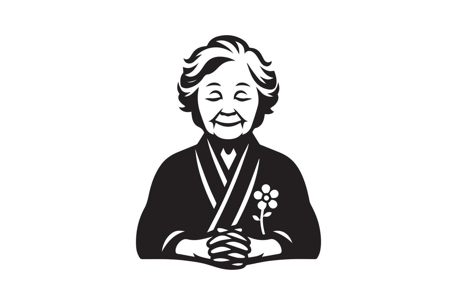 Grandma silhouette. Grand mother silhouette illustration isolated white background vector