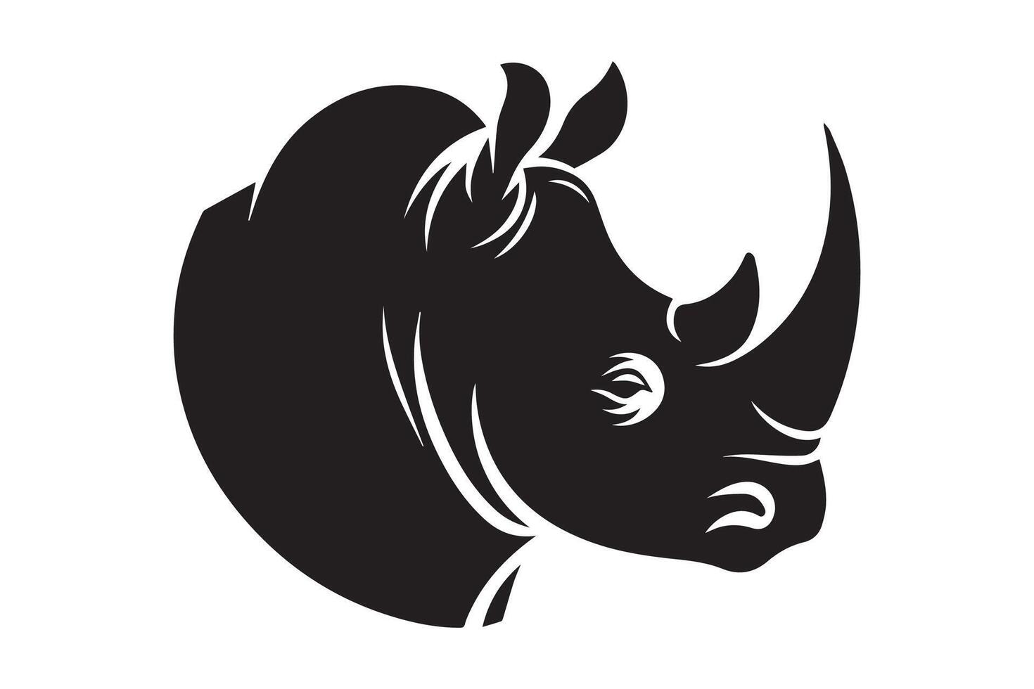 rhinoceros head and horns silhouette vector