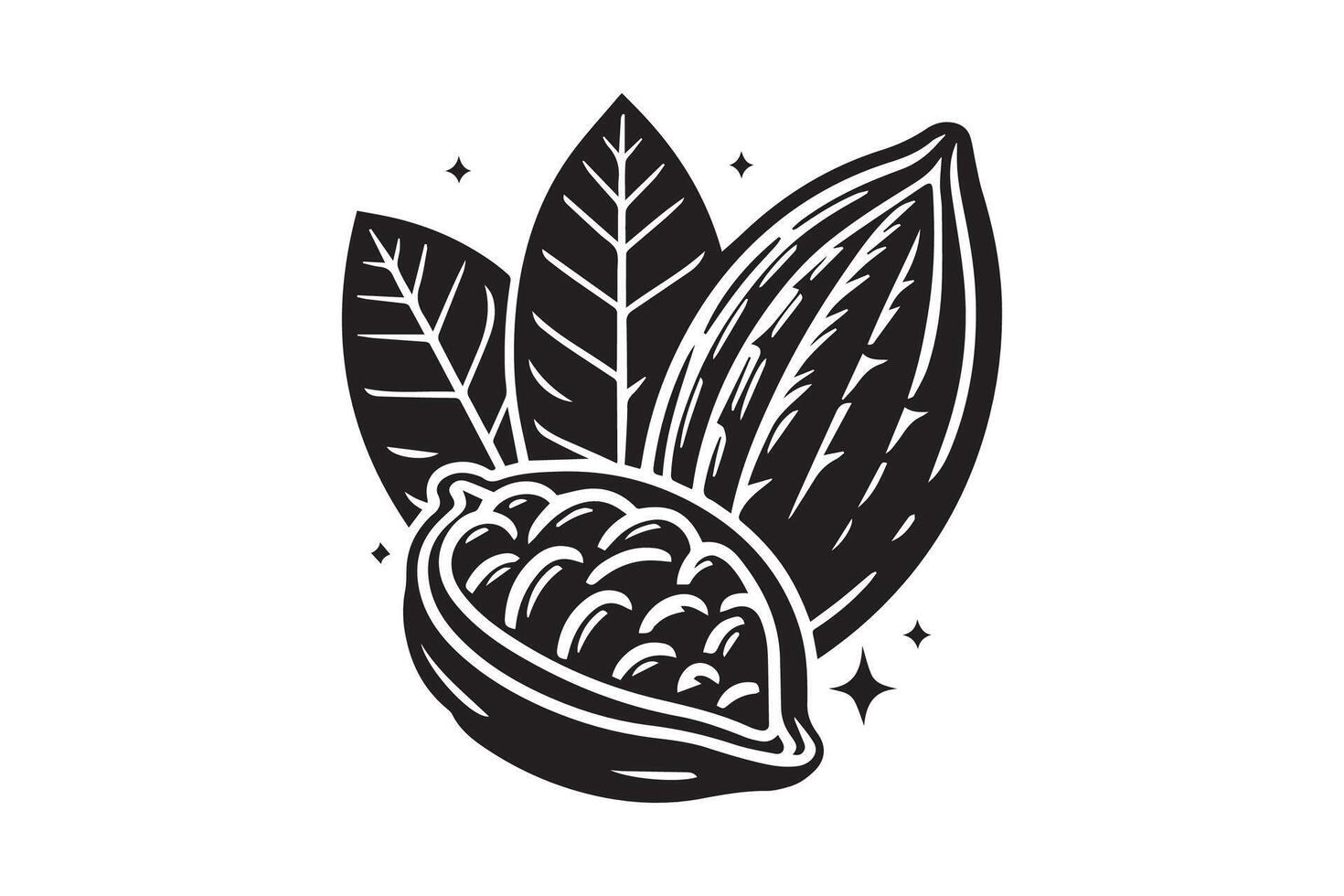 cocoa logo, cocoa bean, cocoa tree, cocoa branches and leaves. Simple illustration of cocoa branch icon vector