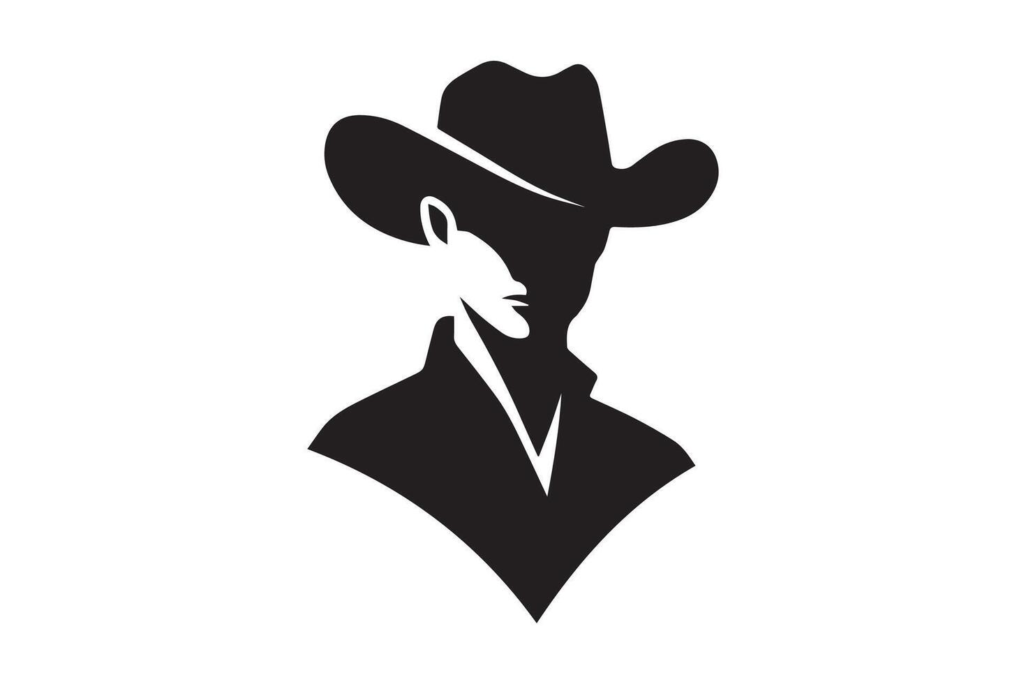 A cowboy with hat silhouette vector