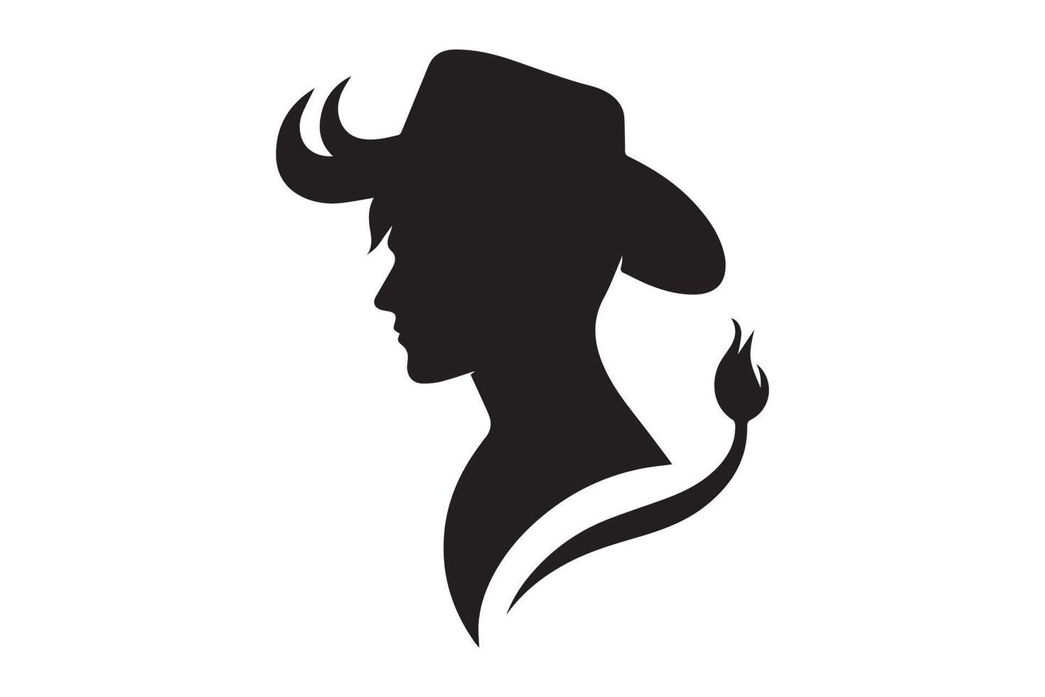 A cowboy with hat silhouette vector