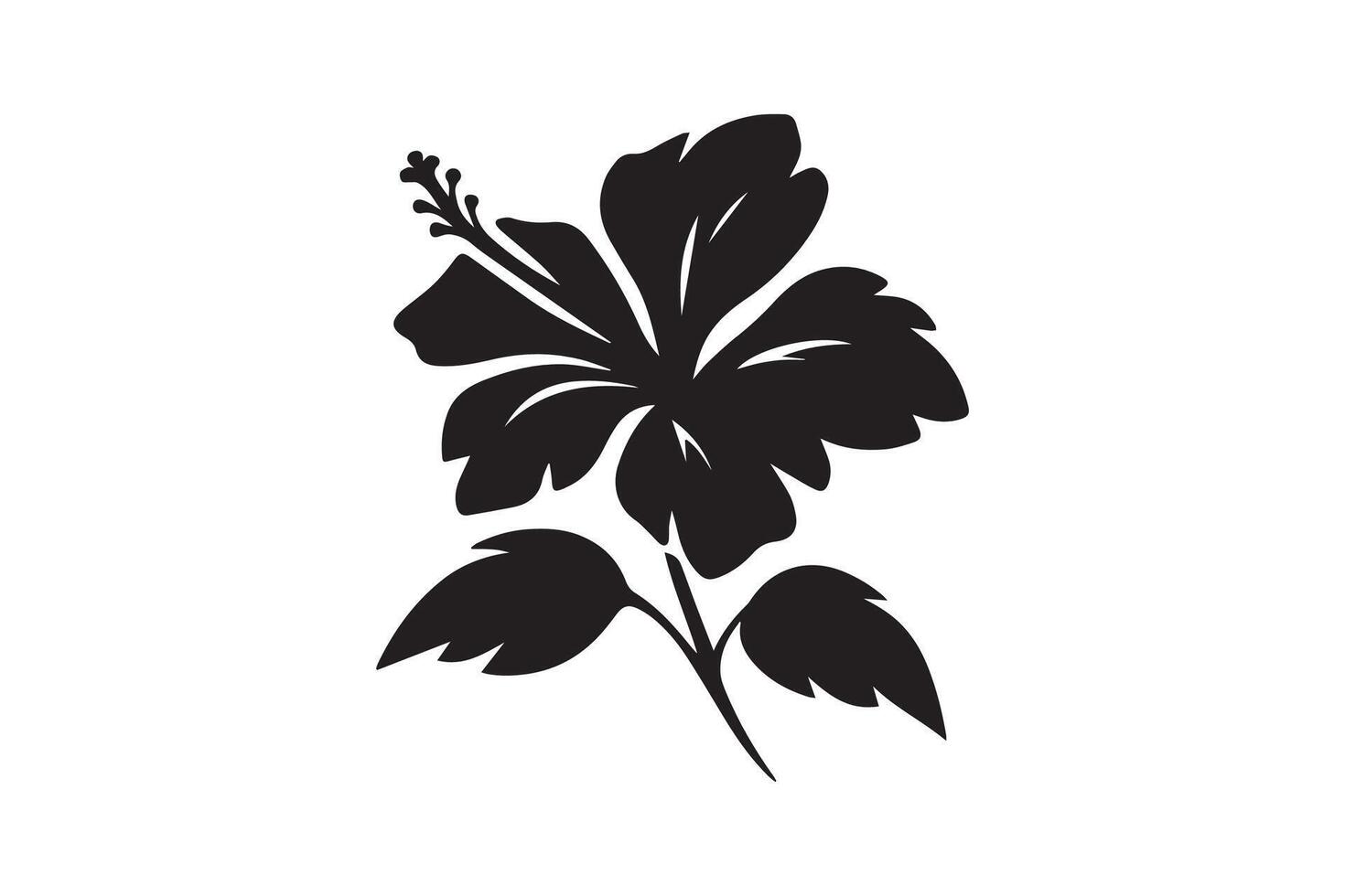 Paradise leaf. Monochrome Hibiscus silhouette vector