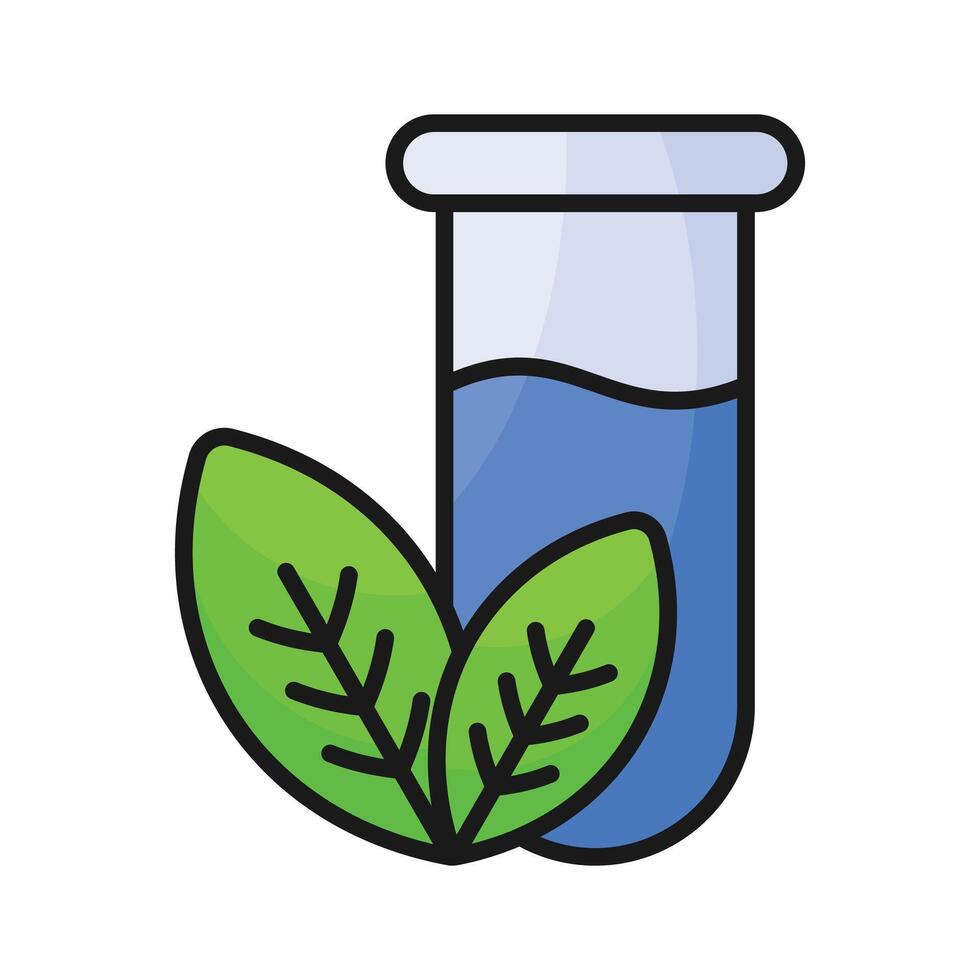 Test tube with herbs, concept icon of herbal medicine vector