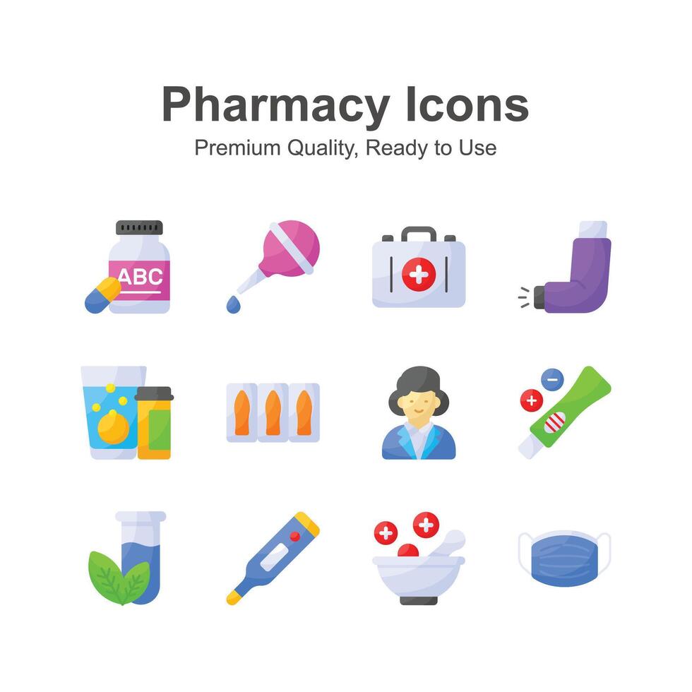 Pharmacy icons set, ready to use in websites and mobile apps vector