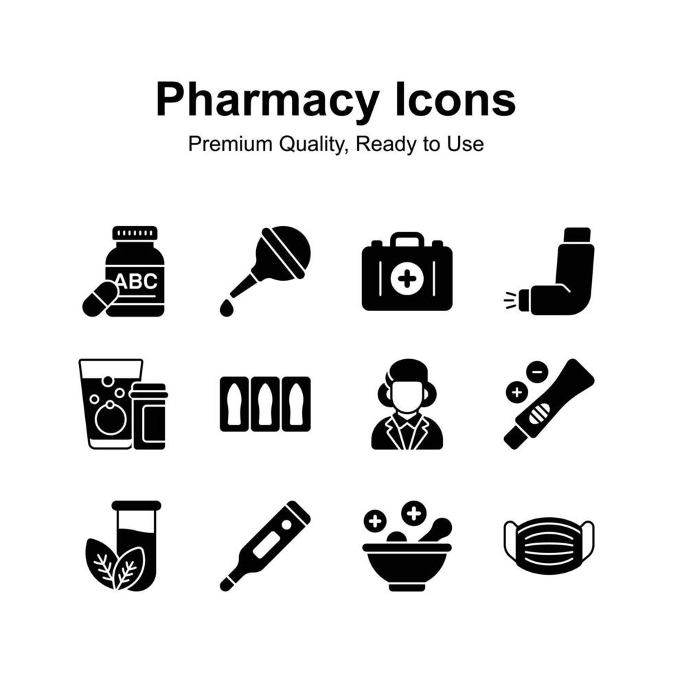 Pharmacy icons set, ready to use in websites and mobile apps vector