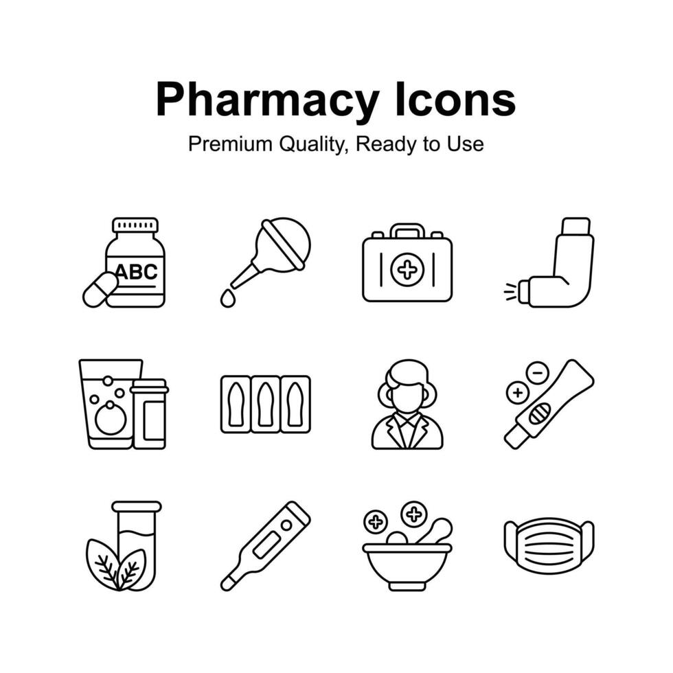 Pharmacy icons set, ready to use in websites and mobile apps vector