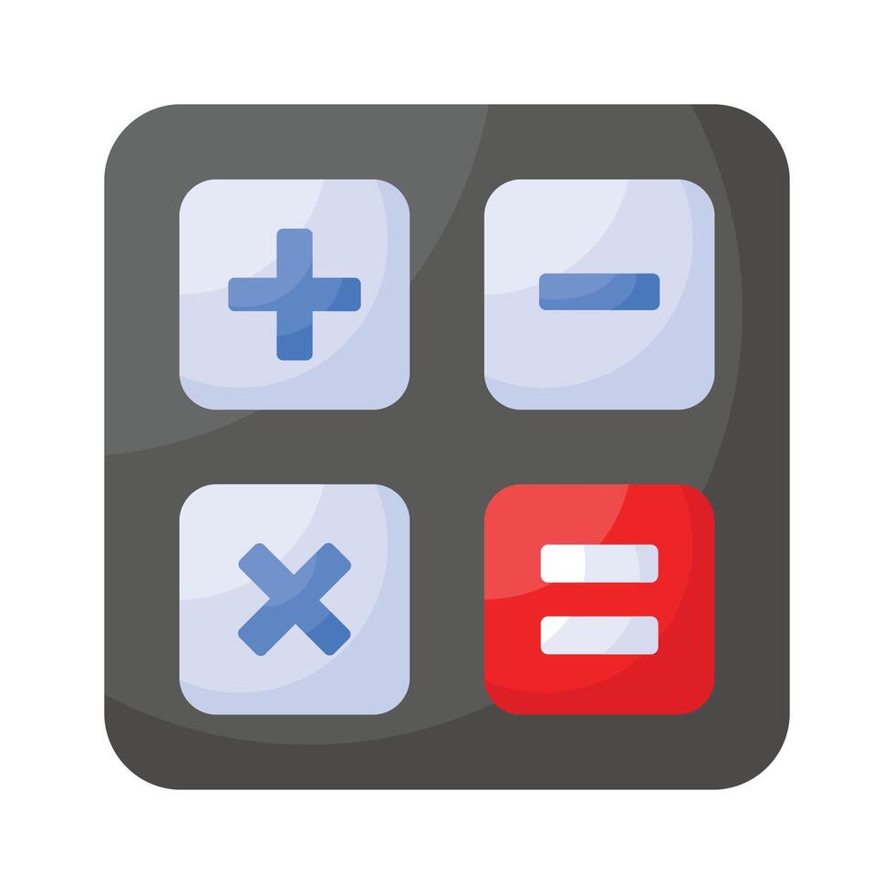 A well designed calculator icon, digital computation and arithmetic functions, mathematical calculations vector