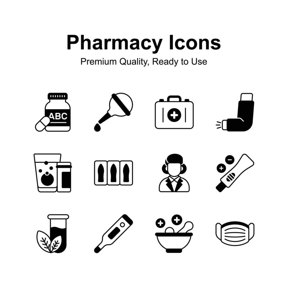 Pharmacy icons set, ready to use in websites and mobile apps vector