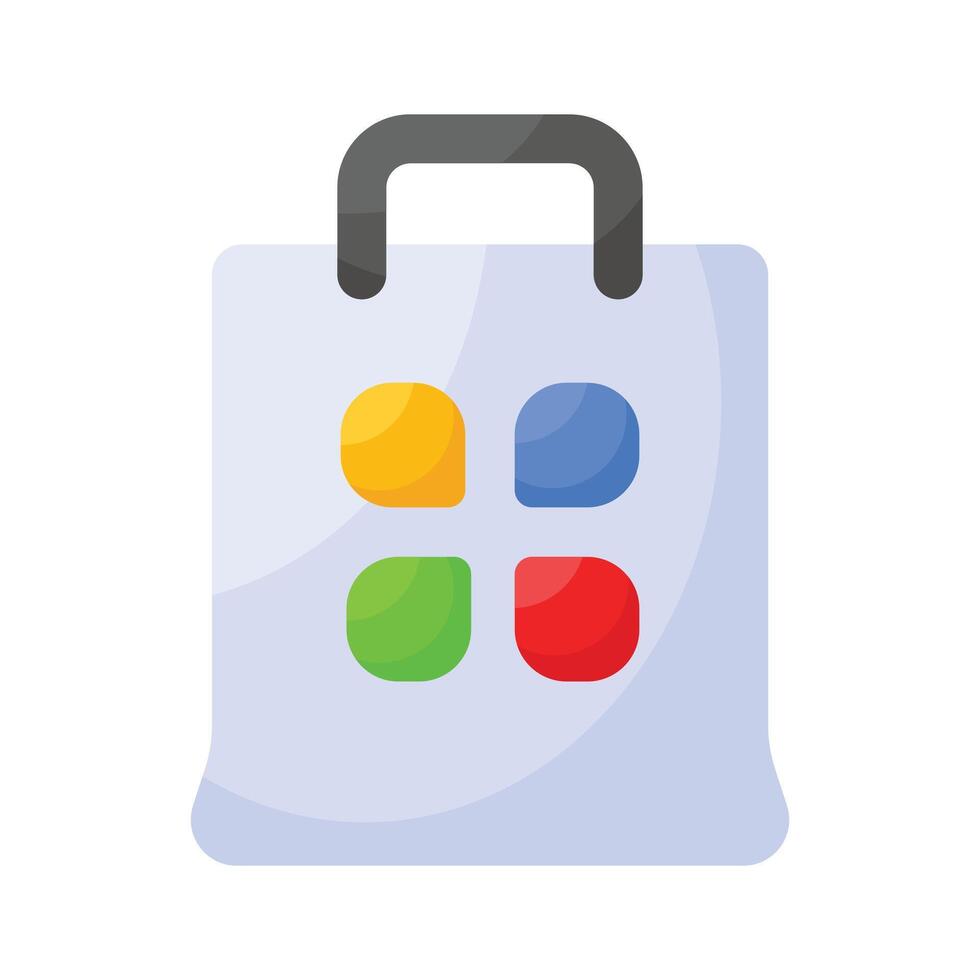 An app store icon shows a digital marketplace for downloading and managing applications vector