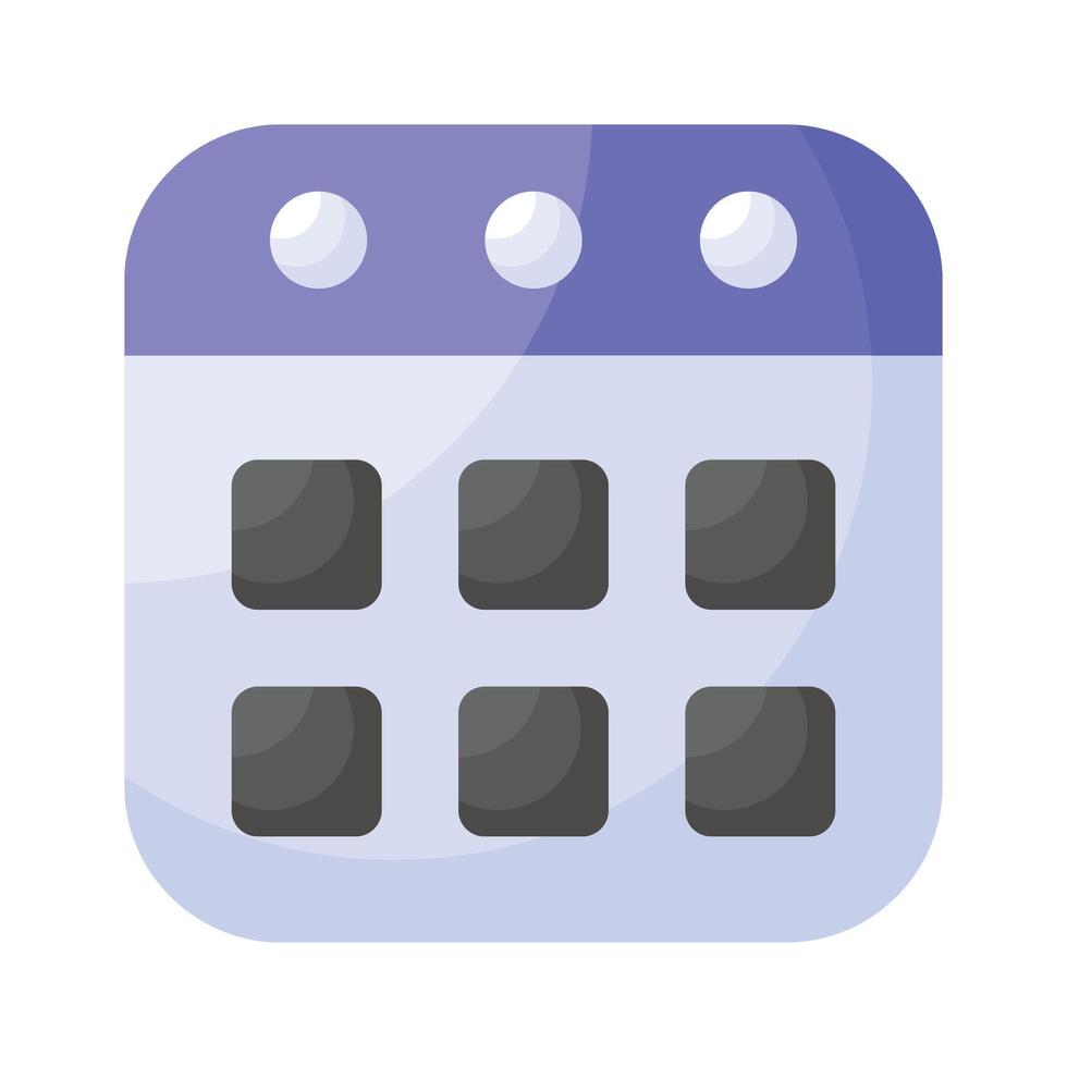 A calendar icon showing scheduling, events, and time management for planning. vector