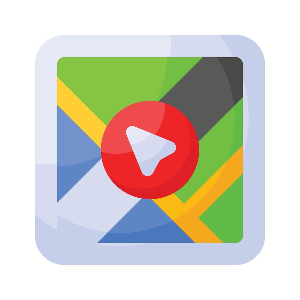 Navigation arrow on map, satellite based positioning and navigation assistance, maps app icon vector