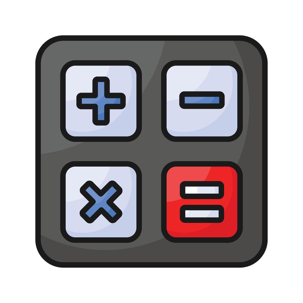 A well designed calculator icon, digital computation and arithmetic functions, mathematical calculations vector