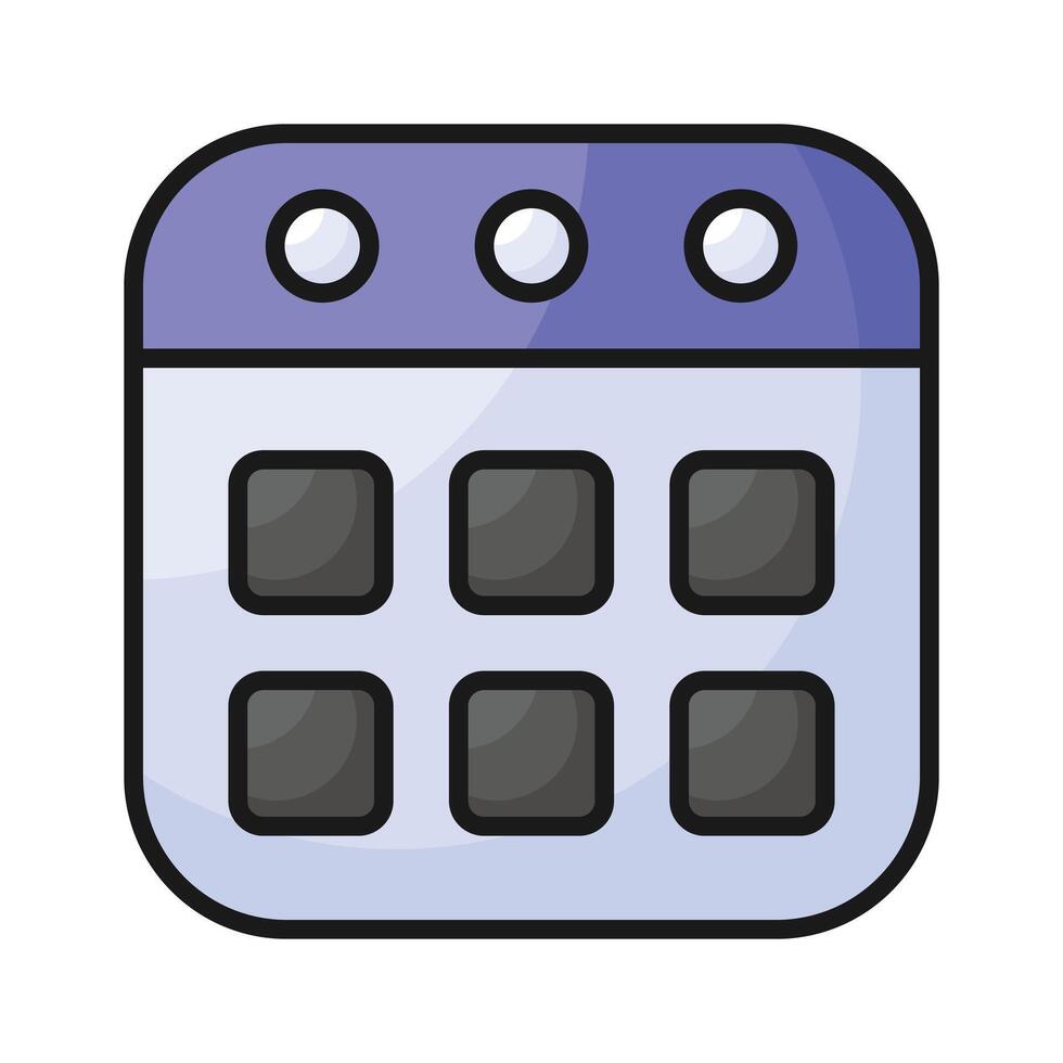 A calendar icon showing scheduling, events, and time management for planning. vector