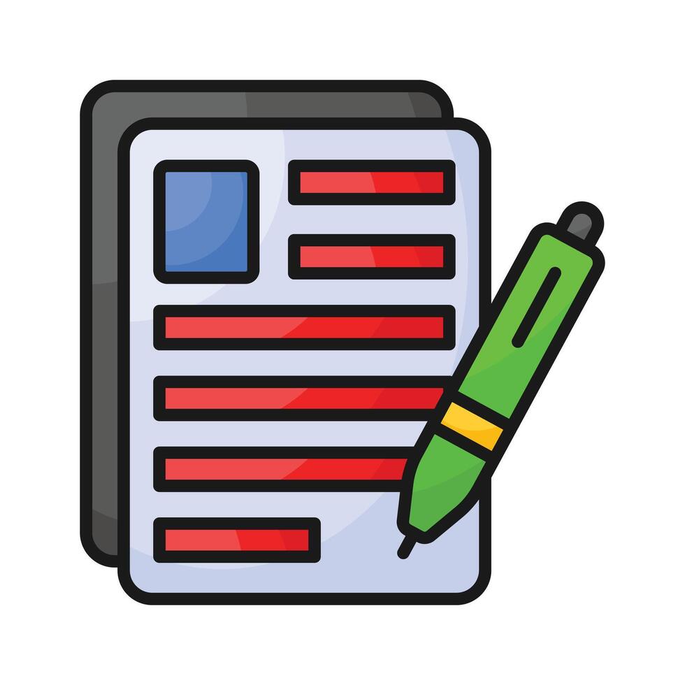 Creatively crafted icon of pages typically used for writing, printing, or documentation purposes vector