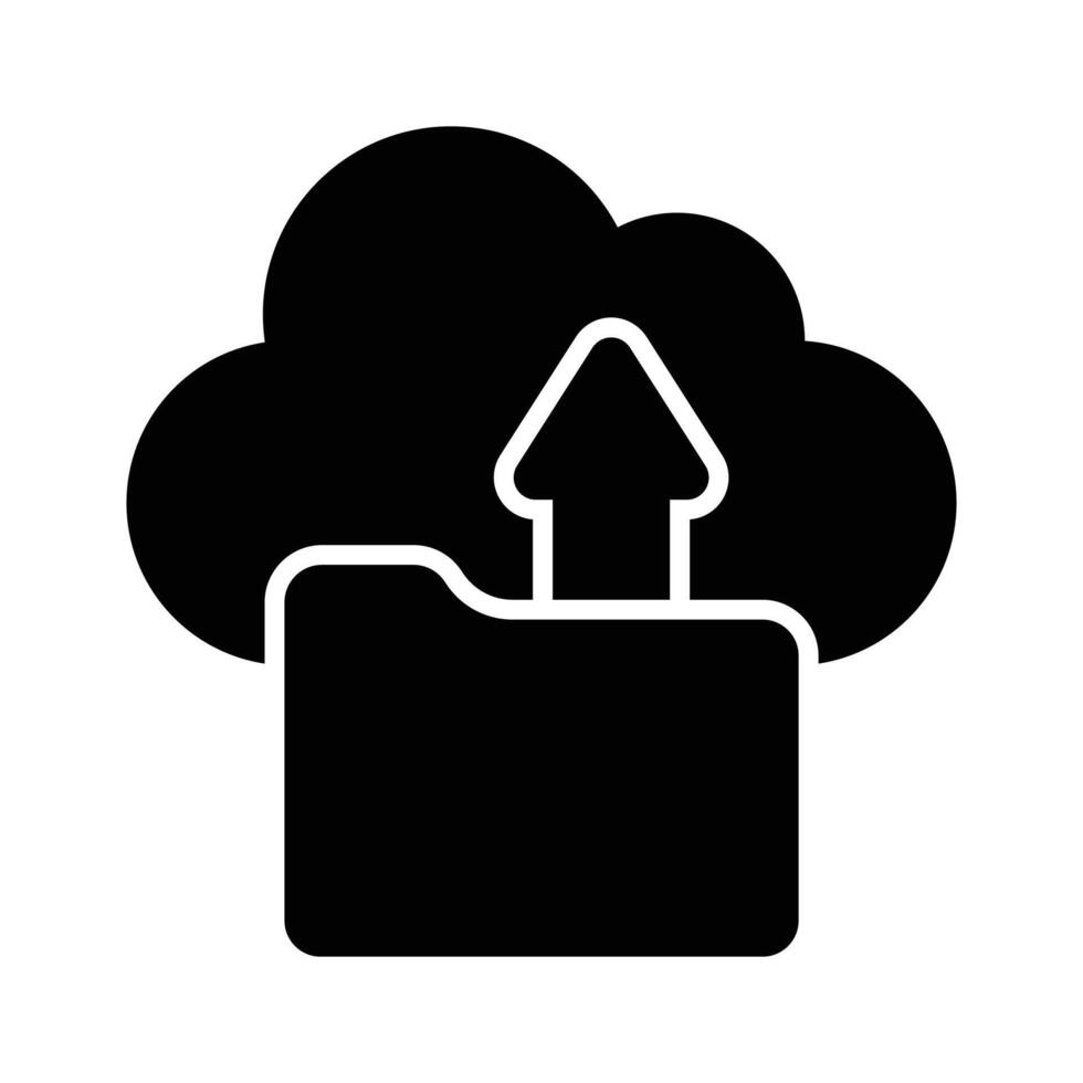 Folder with upward arrow and cloud denoting concept icon of cloud data storage, drive icon vector