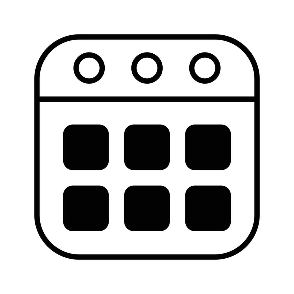 A calendar icon showing scheduling, events, and time management for planning. vector