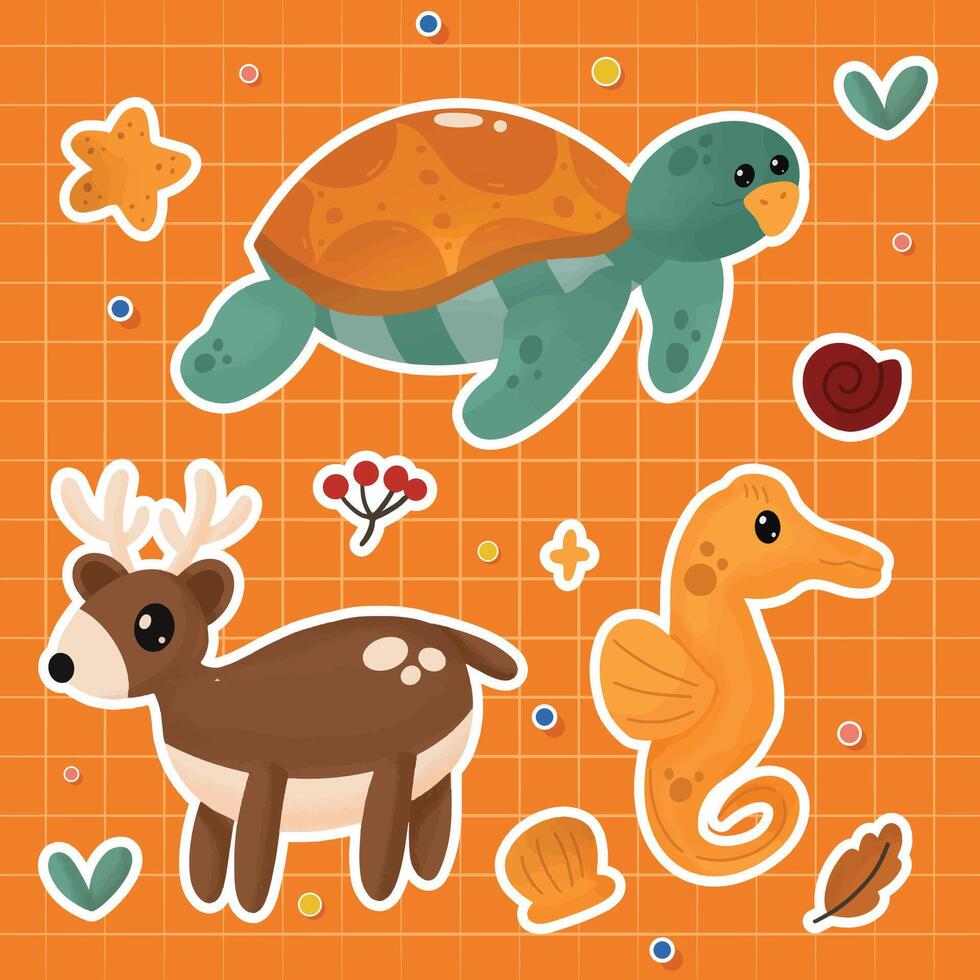 Cute hand drawn animal doodle vector