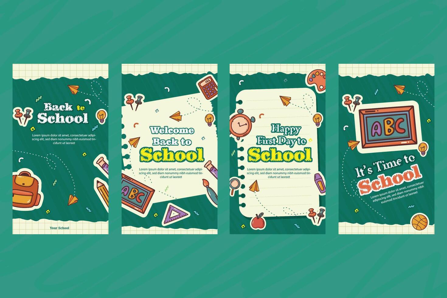 Back to school instagram and facebook story template vector