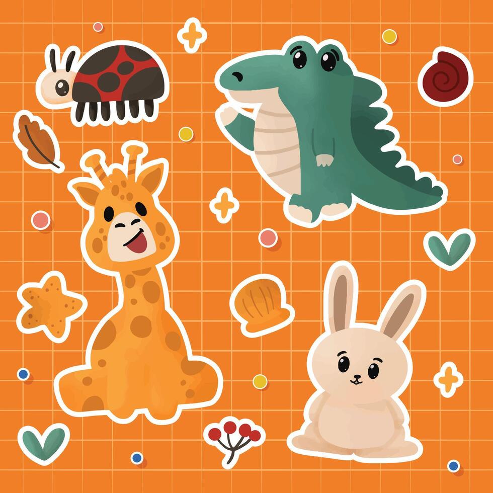 Cute hand drawn animal doodle vector