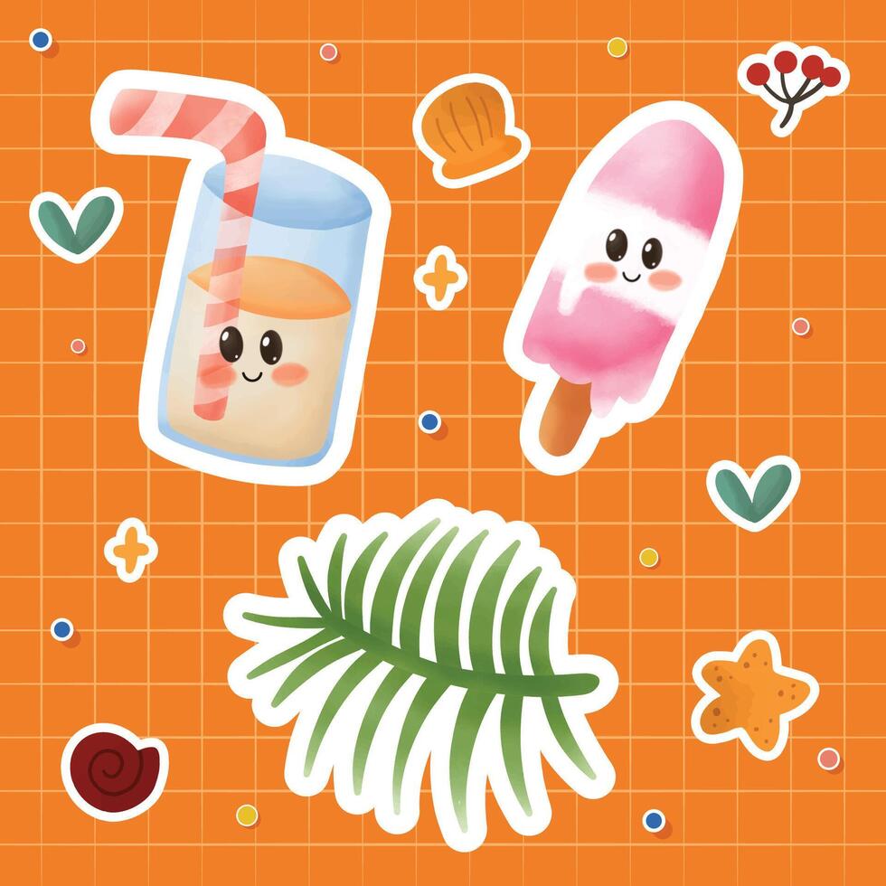 Cute hand drawn summer doodle vector