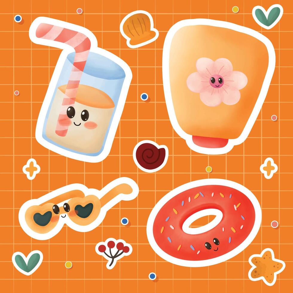 Cute hand drawn summer doodle vector