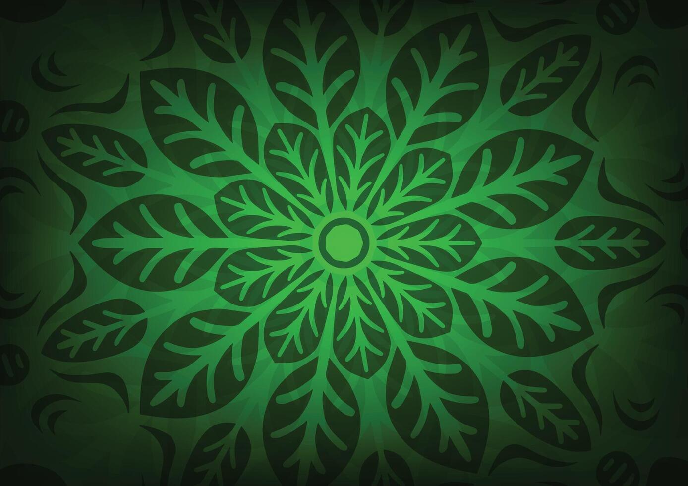 Mandala leave green soft circle background vector