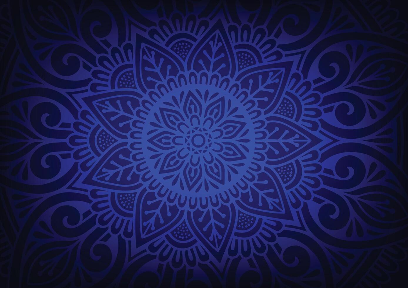 Geometric blue mandala flower pattern background vector