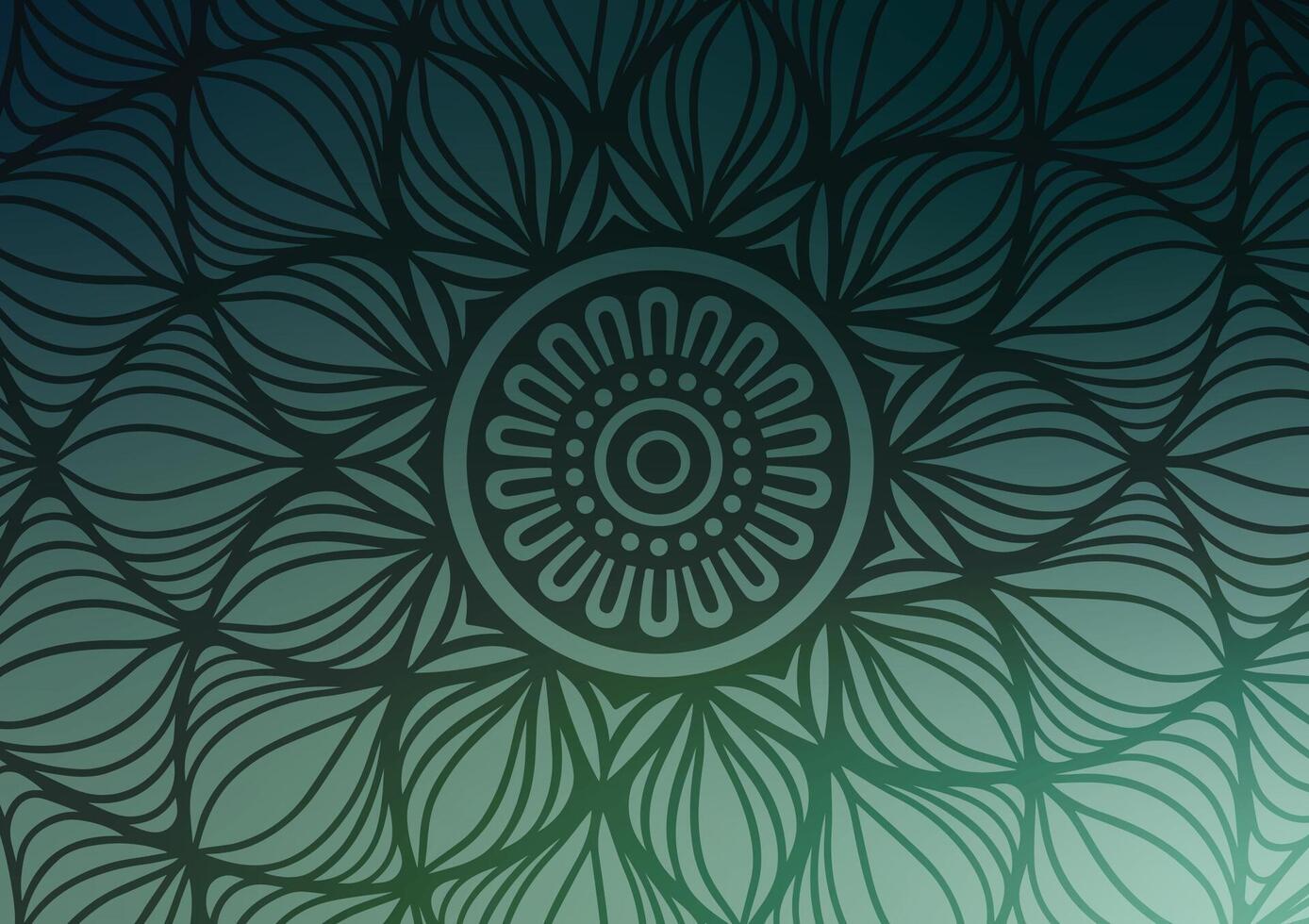 Green mandala flower pattern gradient background vector
