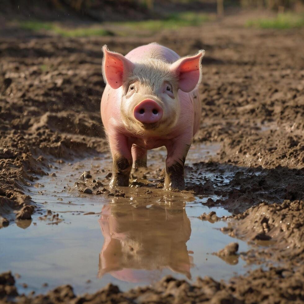 dirty mud pig photo