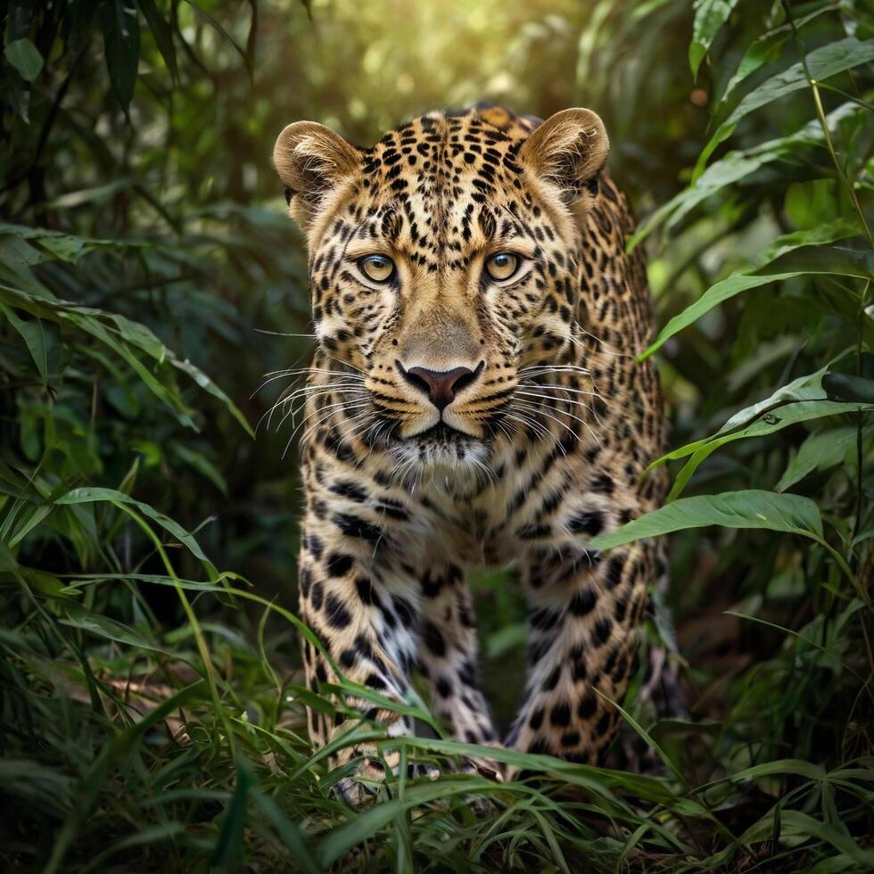 forest leopard head photo
