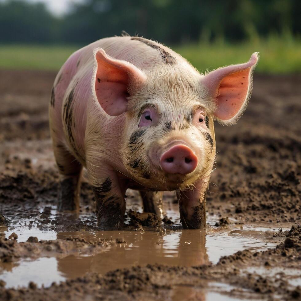 dirty mud pig photo