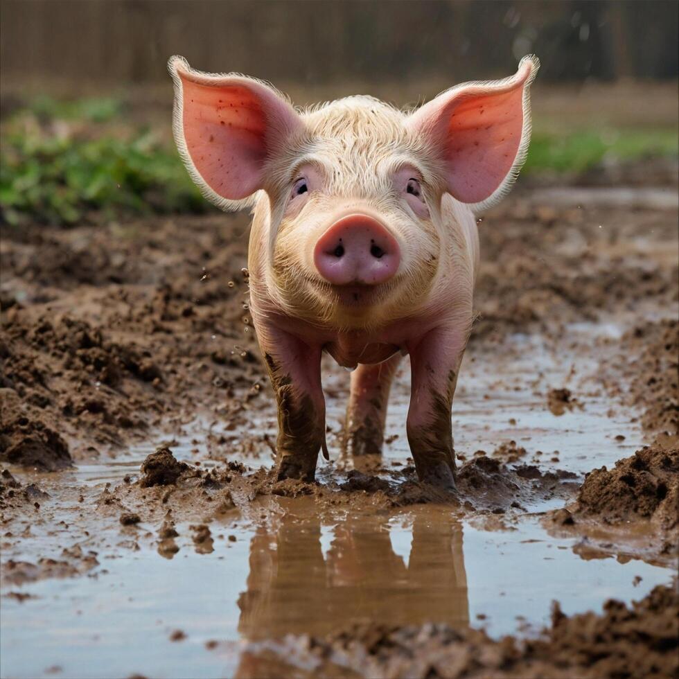 pig in the mud photo