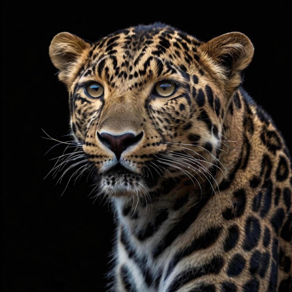 leopard with black background photo