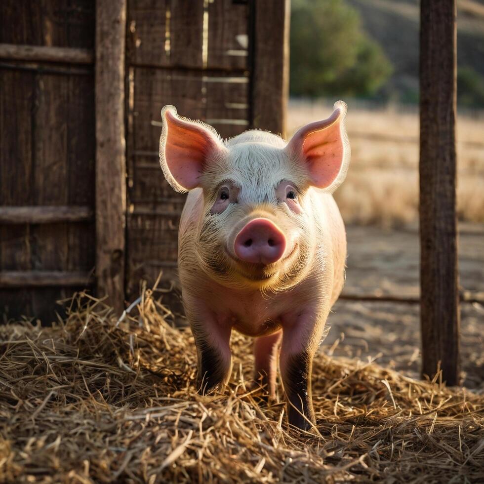 cute farm pig photo