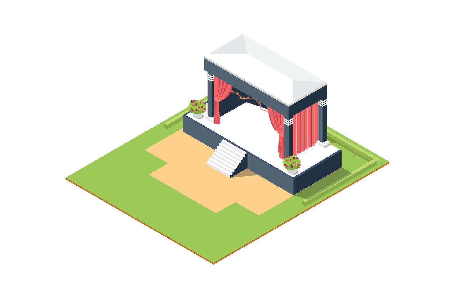 modern isometric illustration of sacred marriage vow altar with flowers, Suitable for Diagrams, Infographics, Game Assets, and Other Graphics vector