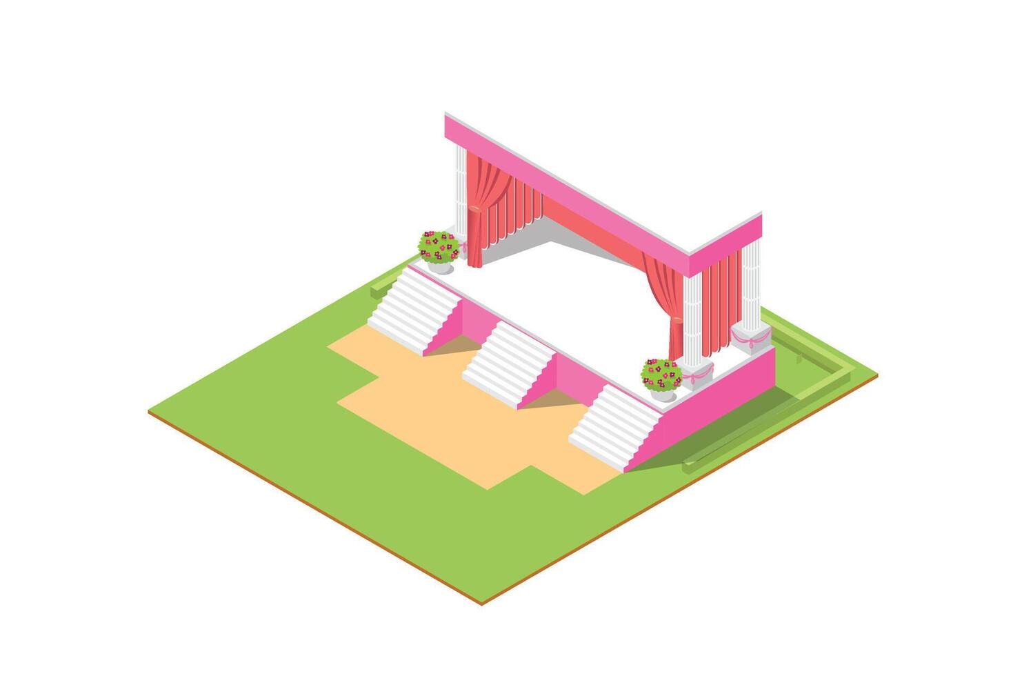 modern isometric illustration of sacred marriage vow altar with flowers, Suitable for Diagrams, Infographics, Game Assets, and Other Graphics vector