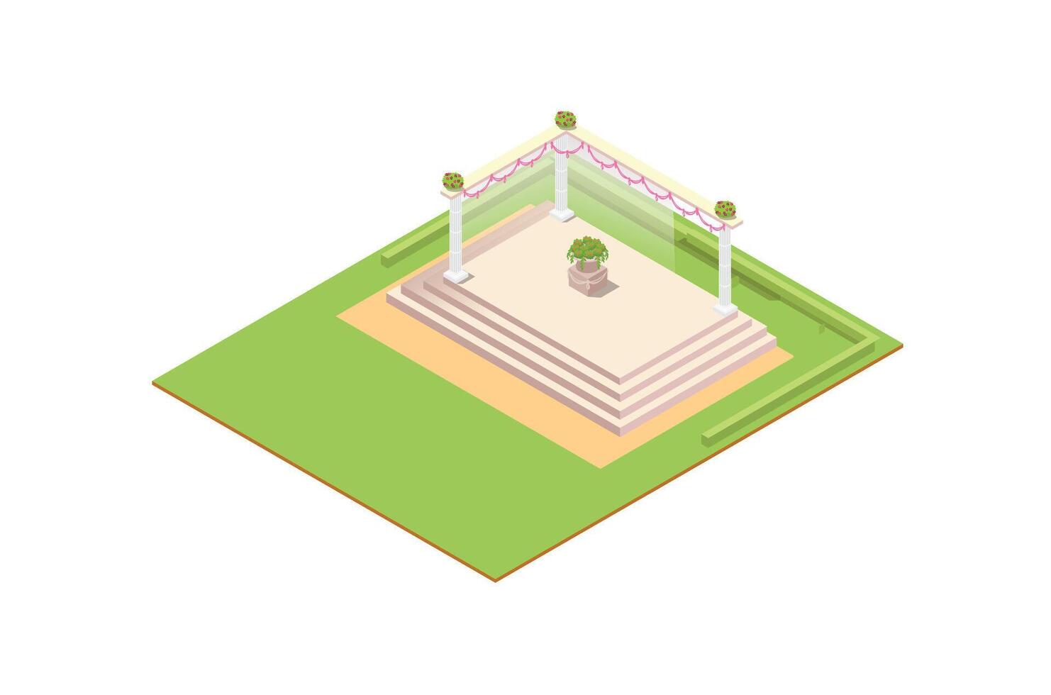 modern isometric illustration of sacred marriage vow altar with flowers, Suitable for Diagrams, Infographics, Game Assets, and Other Graphics vector