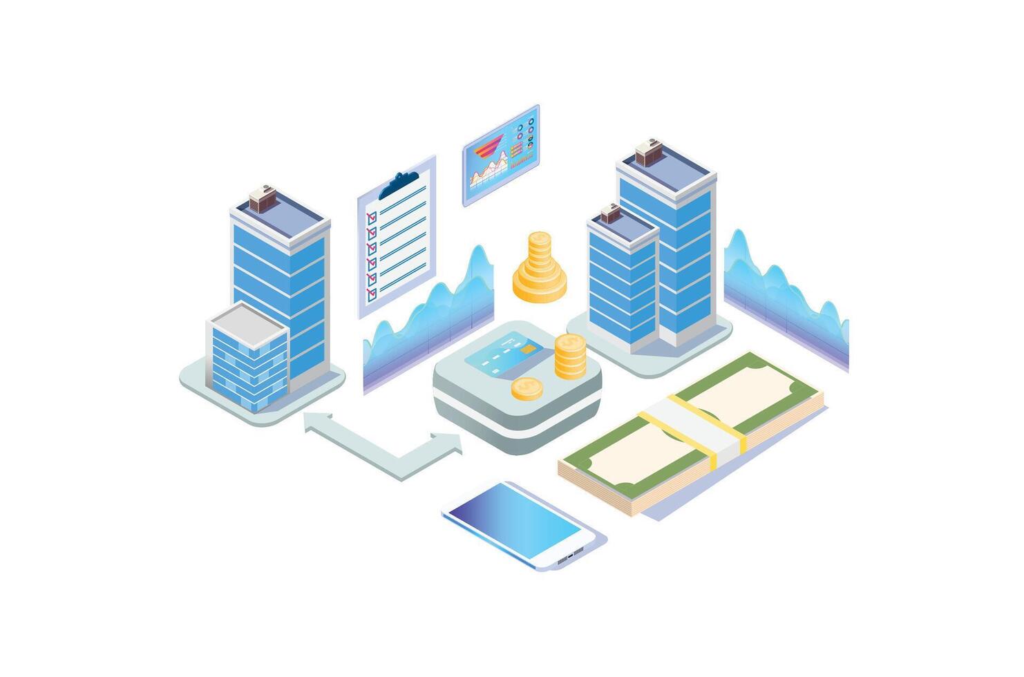 Isometric Business To Business Illustration, Web Banners, Suitable for Diagrams, Infographics, Book Illustration, Game Asset, And Other Graphic Related Assets vector