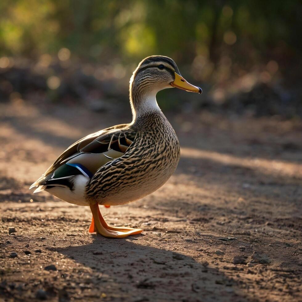 duck walking on land photo