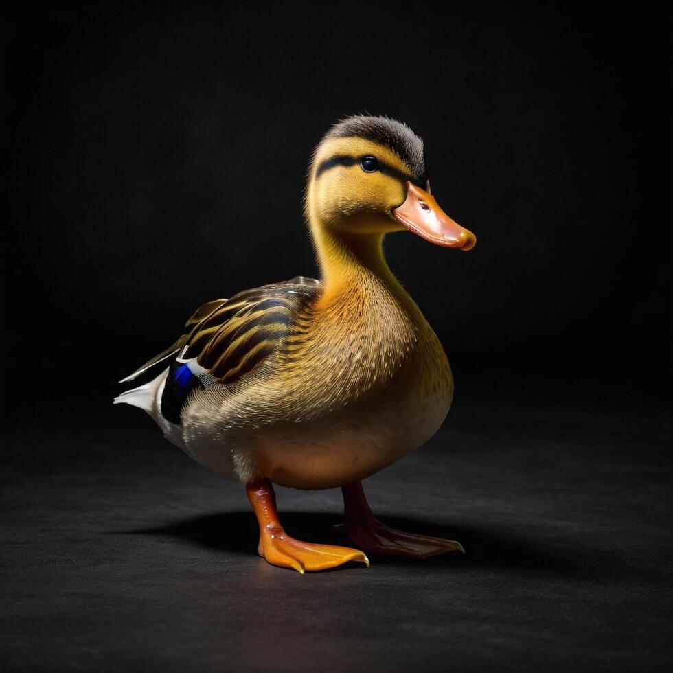 black background duck photo