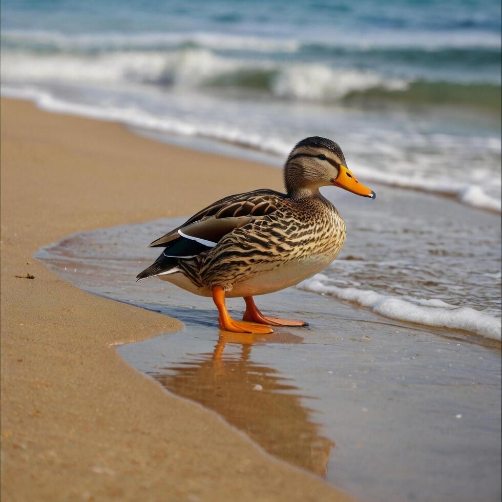 cute beach duck photo