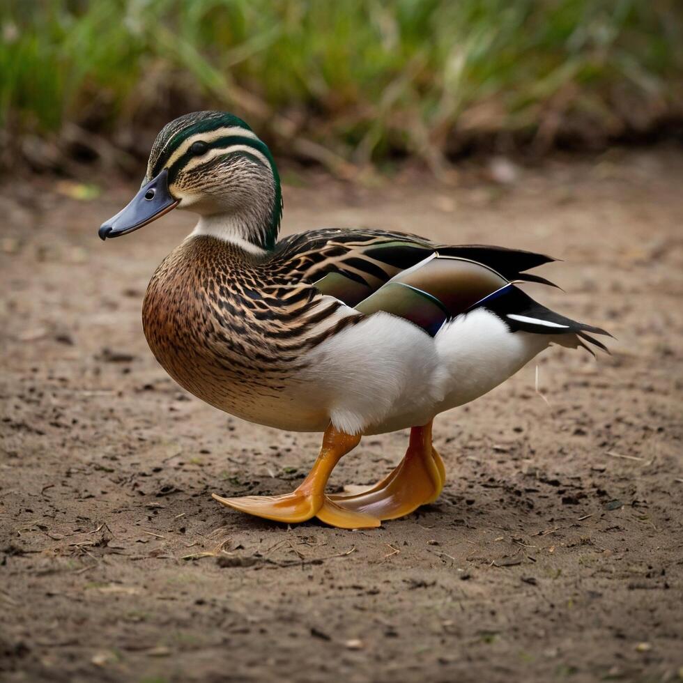 duck walking on land photo