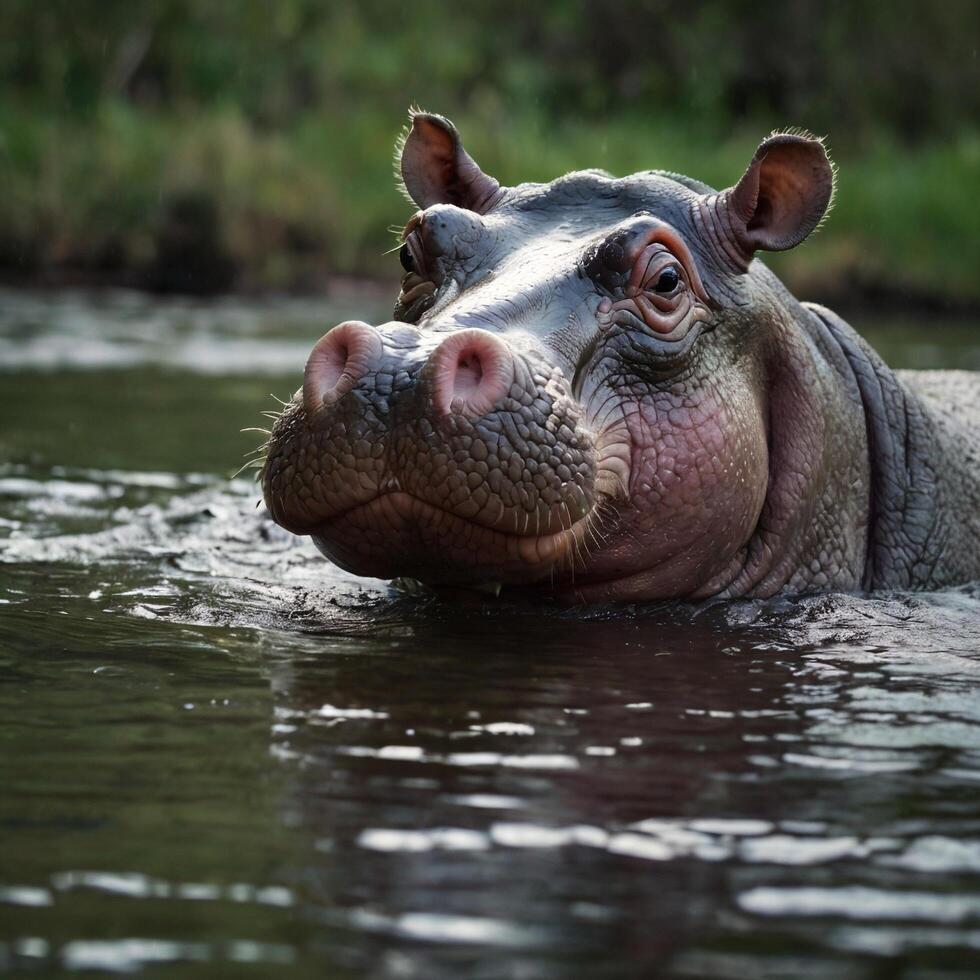 swimming water hippo photo