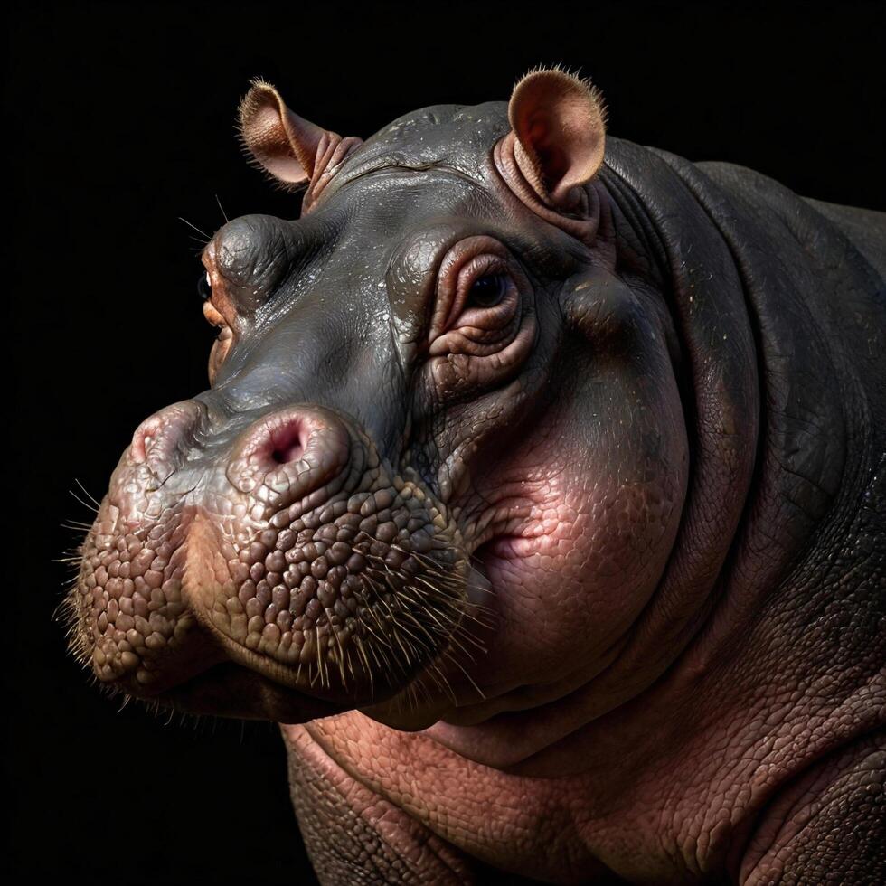 black background hippo photo