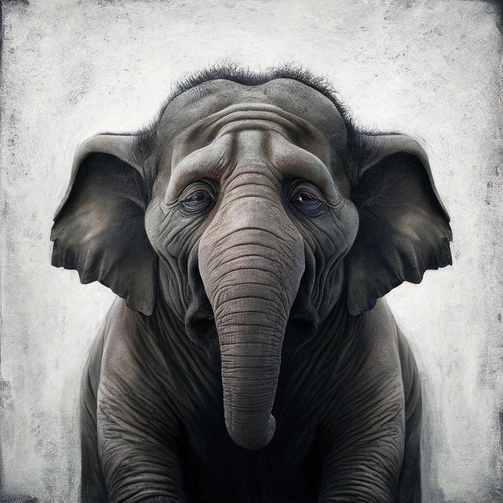 sad elephant art photo