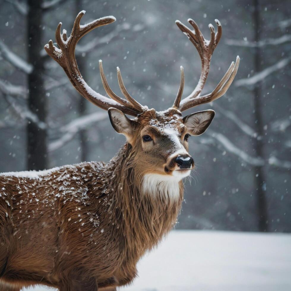 snow polar deer photo