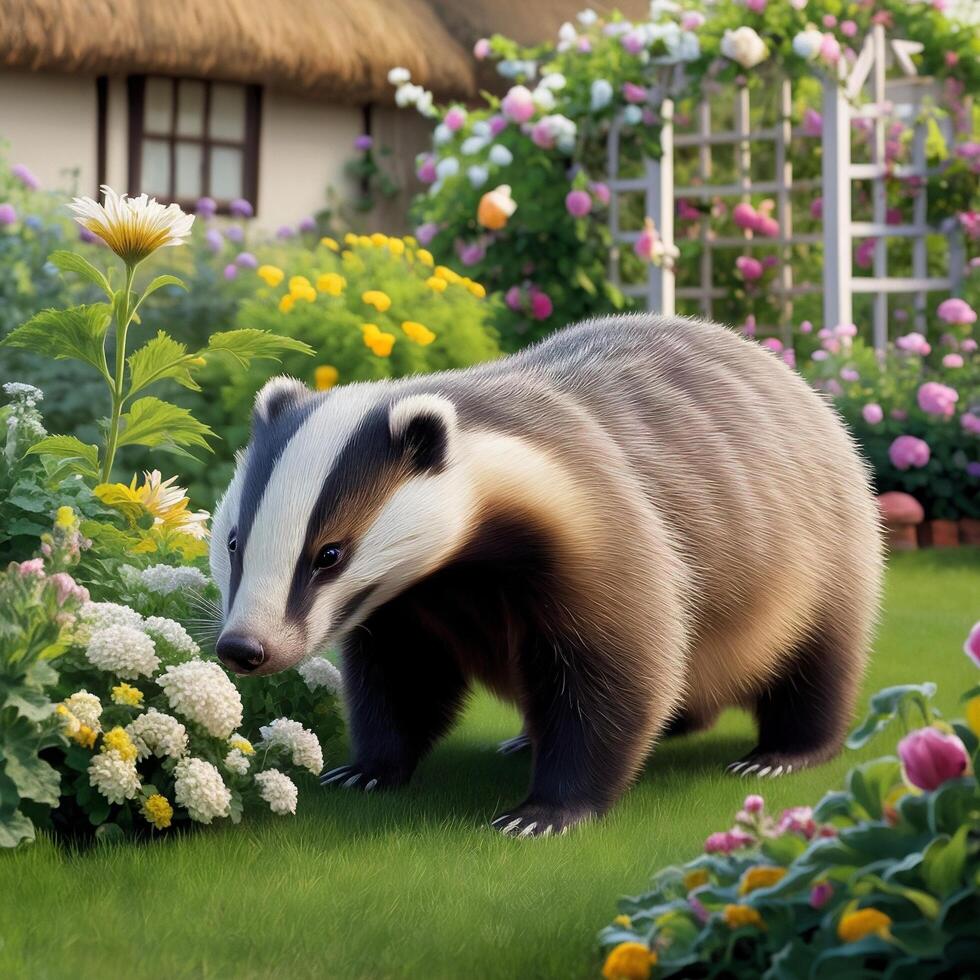 cute garden badger photo