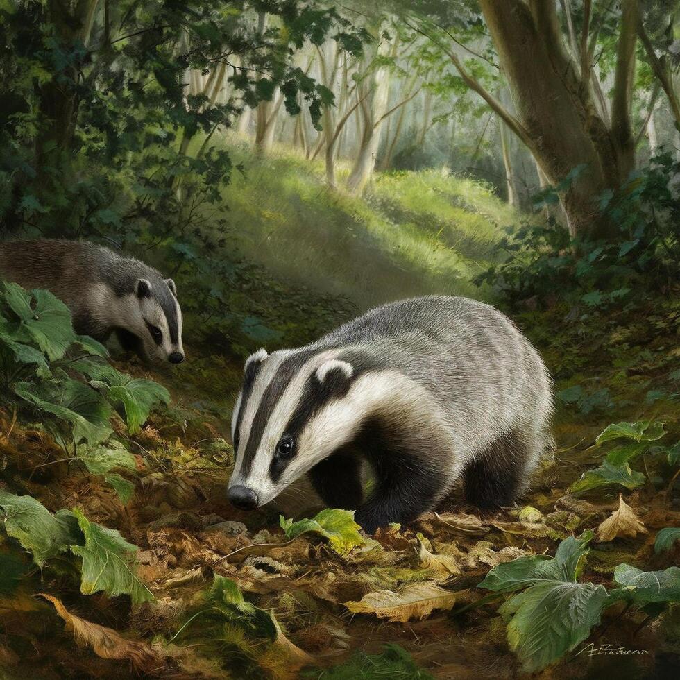 two forest badgers photo